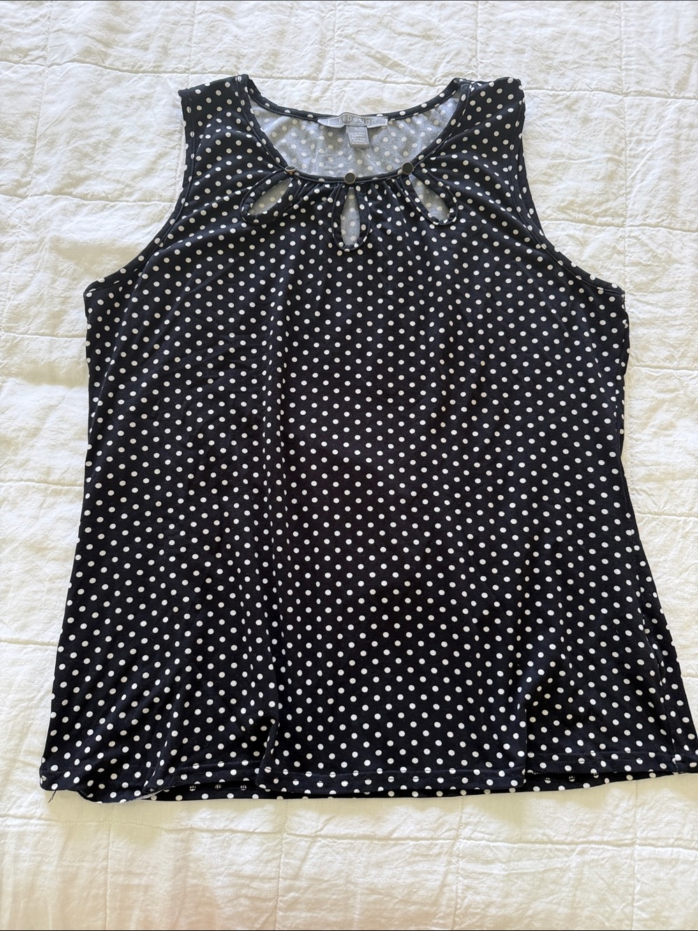 Women’s Black Polka Dot Keyhole Tank Top